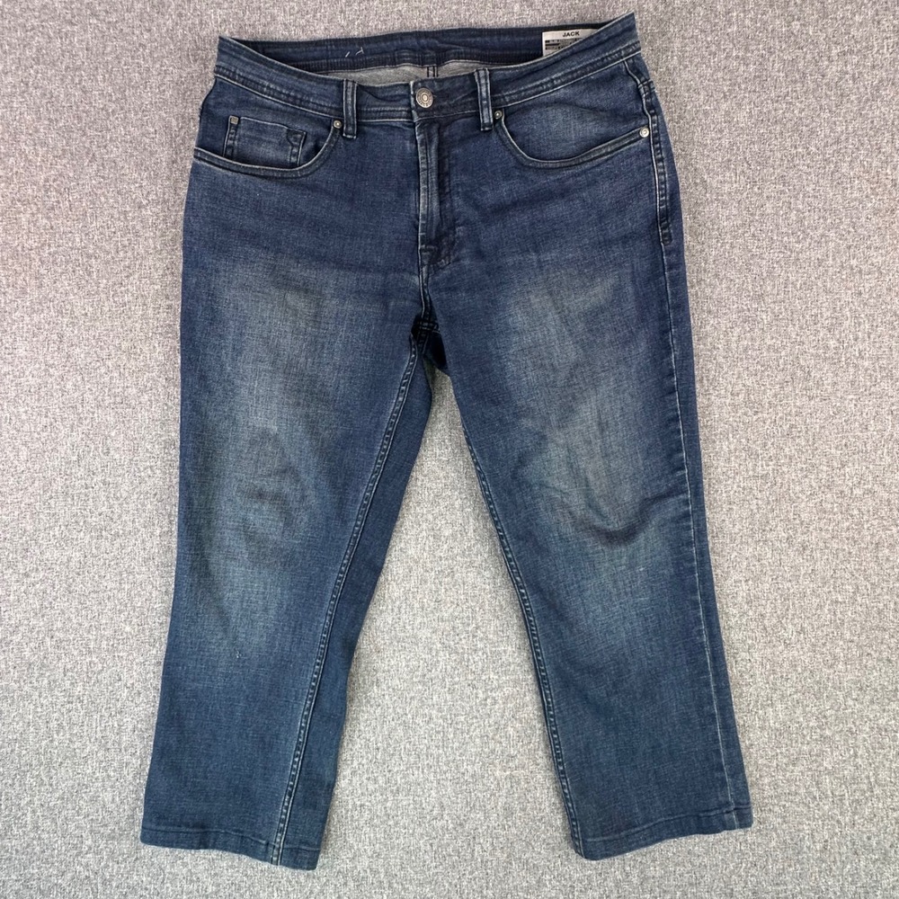 Buffalo Jeans Mens 34 Jack Blue Slim Straight Stretch Dark Wash Capri Hemmed